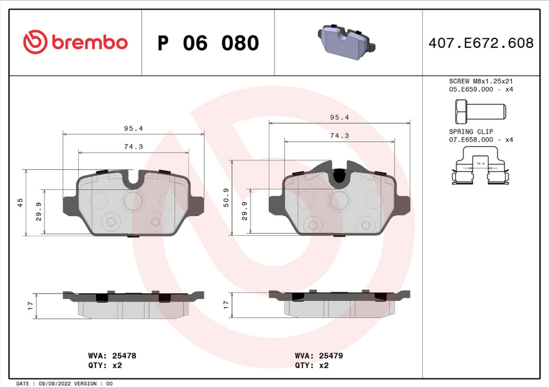 Brembo Brake Pad Set - P06080
