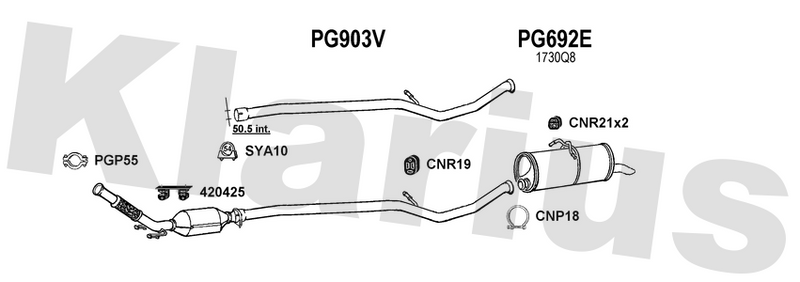 Klarius PG903V - Catalyst Repair Pipe  - Fits Citroen Berlingo 2.0HDi