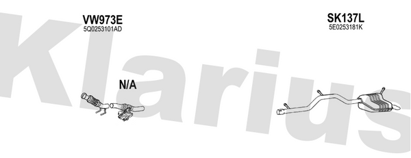 Klarius VW973E - Front Pipe  - Fits Skoda Octavia 2.0TDi 4x4