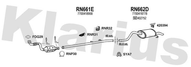 Klarius RN661E - Centre Pipe  - Fits Renault Clio 1.2i