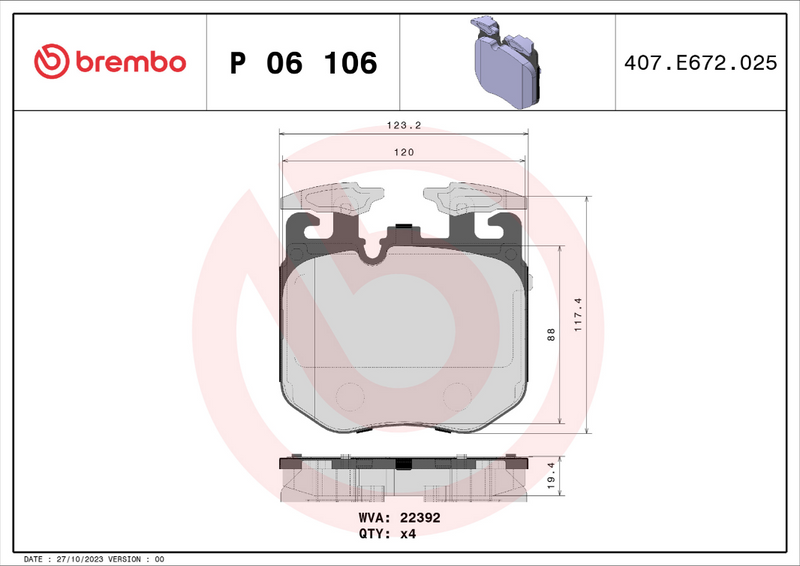 Brembo Brake Pad Set - P06106