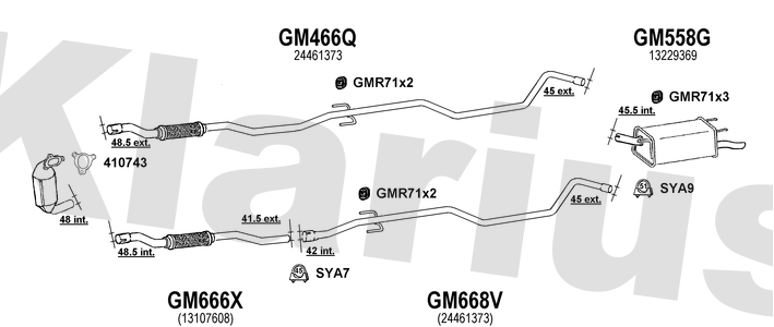 Klarius GM466Q - Centre Pipe  - Fits Opel Tigra 1.3CDTi