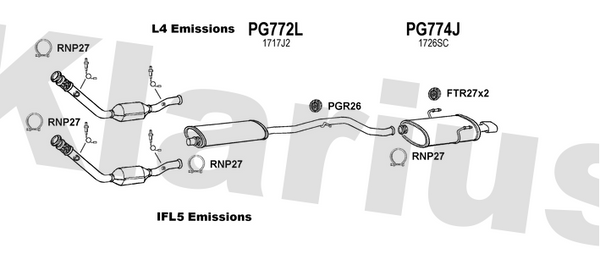 Klarius PG772L - Box With Centre Pipe  - Fits Peugeot 406 2.2i