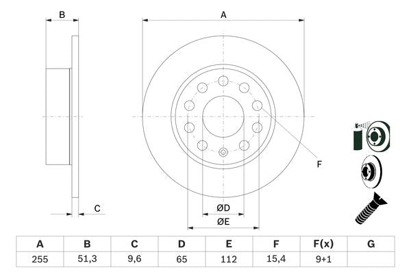 Bosch Brake Disc Pair Part No - 0986479099