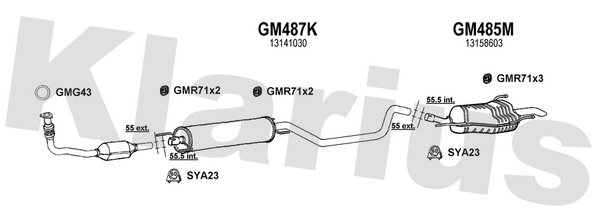 Klarius GM487K - Box With Centre Pipe  - Fits Opel Zafira 2.0DTi