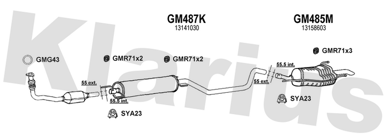 Klarius GM487K - Box With Centre Pipe  - Fits Opel Zafira 2.0DTi