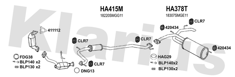 Klarius HA415M - Box With Centre Pipe  - Fits Honda Civic 1.4