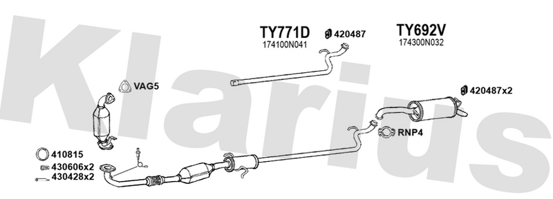 Klarius TY771D - Catalyst Repair Pipe  - Fits Toyota Yaris 1.4D-D