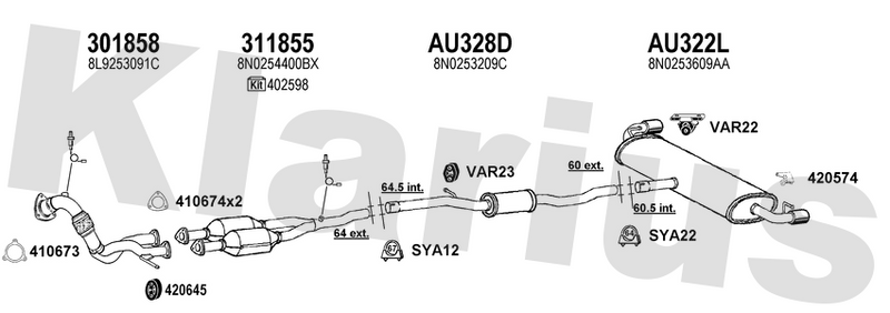Klarius 301858 - Front Pipe For Cat  - Fits Audi TT 1.8T