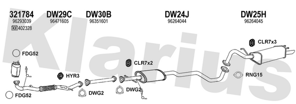 Klarius 321784 - Catalyst Type Approved Withpip  - Fits Chevrolet Tacuma 2.0i