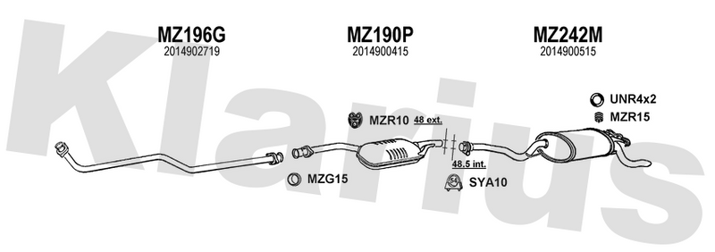 Klarius MZ196G - Front Pipe  - Fits Mercedes 190 D 2.0D