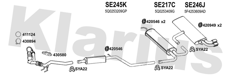 Klarius SE245K - Box With Front Pipe  - Fits Seat Ateca 1.5TSi