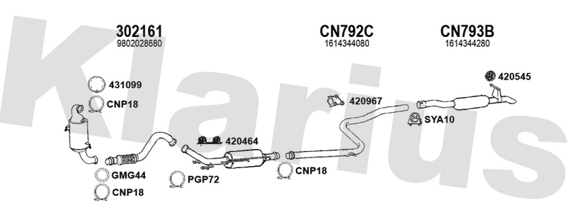 Klarius 302161 - Front Pipe  - Fits Citroen Berlingo 1.6
