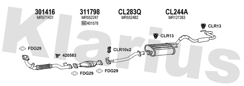 Klarius 301416 - Front Pipe For Cat  - Fits Mitsubishi L200 2.5TDi