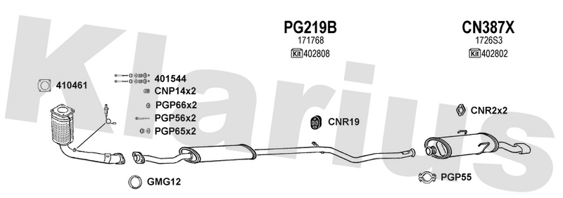 Klarius PG219B - Box With Centre Pipe  - Fits Citroen Saxo 1.6i