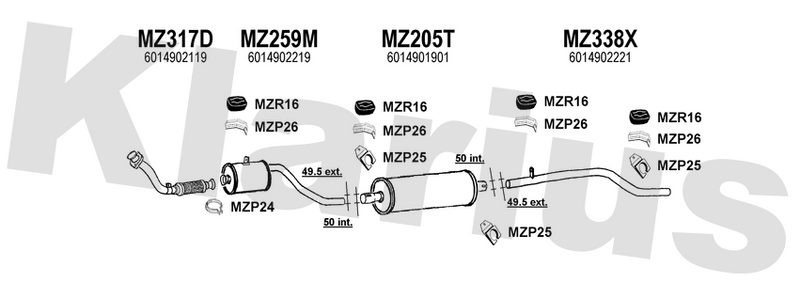 Klarius MZ317D - Front Pipe  - Fits Mercedes 207D 2.4D