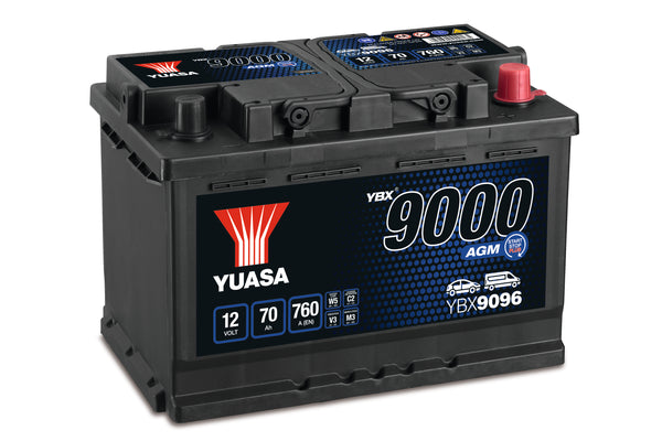 Yuasa YBX9096AGM - 9096 AGM Start Stop Plus Battery - 3 Year Warranty