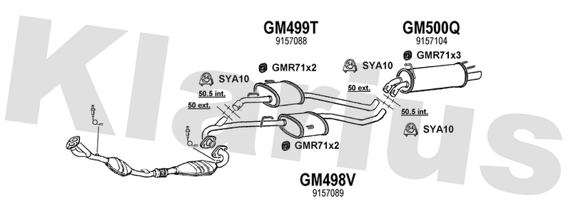 Klarius GM498V - Box With Centre Pipe Left Hand  - Fits Opel Omega 2.2i