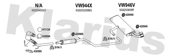 Klarius VW944X - Box With Centre Pipe  - Fits Audi A3 1.4TFSi