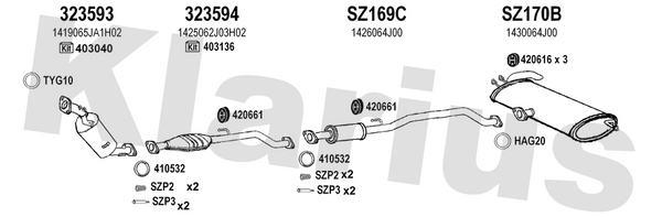 Klarius 323593 - Catalyst Type Approved Withpip  - Fits Suzuki Grand Vitara 1.6