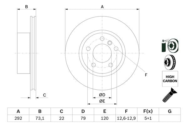 Bosch Brake Disc Pair Part No - 0986479214