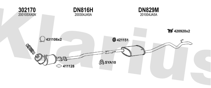 Klarius 302170 - Front Pipe For Cat  - Fits Nissan Navara NP300(D23) 2.3dCi