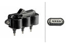 HELLA 5DA 358 168-671 Ignition Coil - 12V - 3-pin connector - Bolted