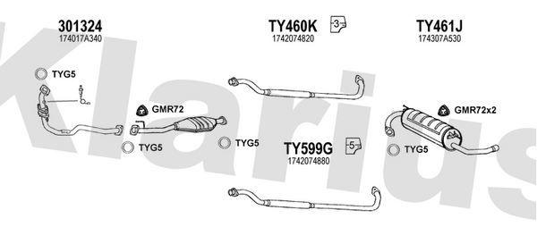 Klarius 301324 - Front Pipe For Cat  - Fits Toyota RAV4 2.0i