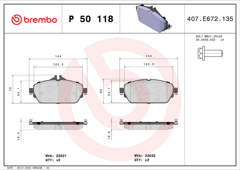 Brembo Brake Pad Set - P50118