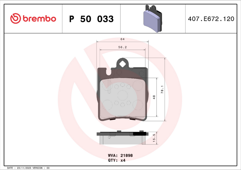 Brembo Brake Pad Set - P50033