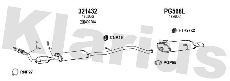 Klarius 321432 - Catalyst Type Approved Withpip  - Fits Peugeot 206 CC 2.0i