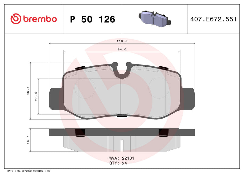 Brembo Brake Pad Set - P50126