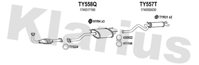 Klarius TY558Q - Box With Centre Pipe  - Fits Toyota Landcruiser 4.2TD