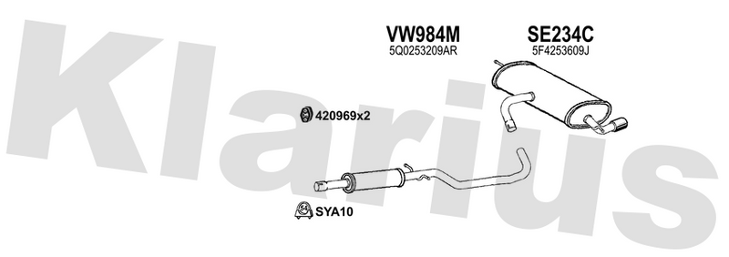 Klarius VW984M - Box With Centre Pipe  - Fits Seat Leon 1.2TSi