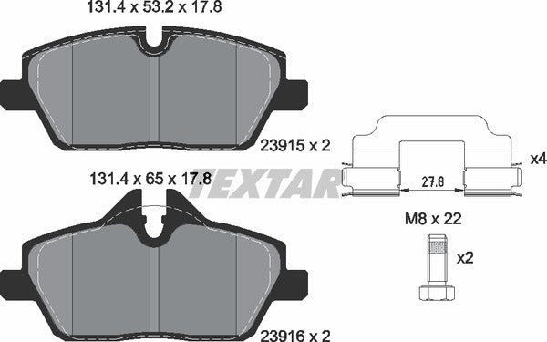 BMW Mini, Brake Pad Set - Textar 2391503