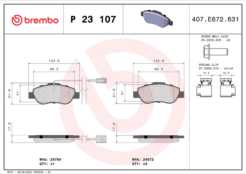 Brembo Brake Pad Set - P23107