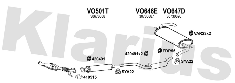 Klarius VO501T - Front Pipe  - Fits Volvo S40 2.4