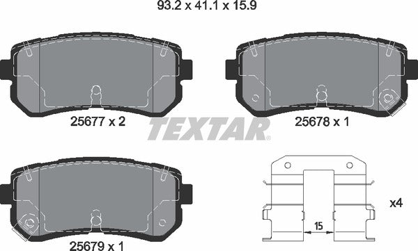 Hyundai Kia, Brake Pad Set - Textar 25677012148703