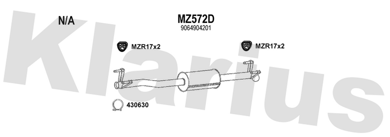 Klarius MZ572D - Box With Tail Pipe  - Fits Mercedes Sprinter 2.1CDi