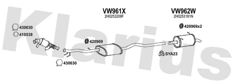 Klarius VW961X - Box With Centre Pipe  - Fits Volkswagen Amarok 2.0BiTDi