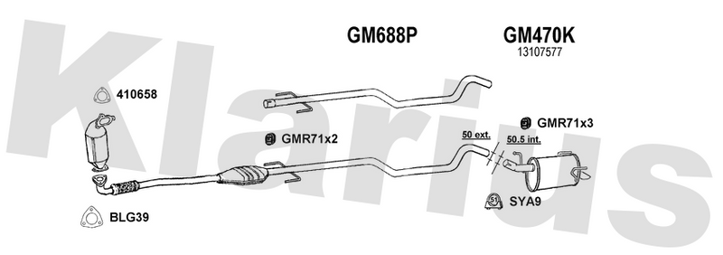 Klarius GM688P - Catalyst Repair Pipe  - Fits Opel Meriva 1.7CDTi
