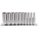 Draper 10pc 1/4" Deep Socket Set Rail - 16399