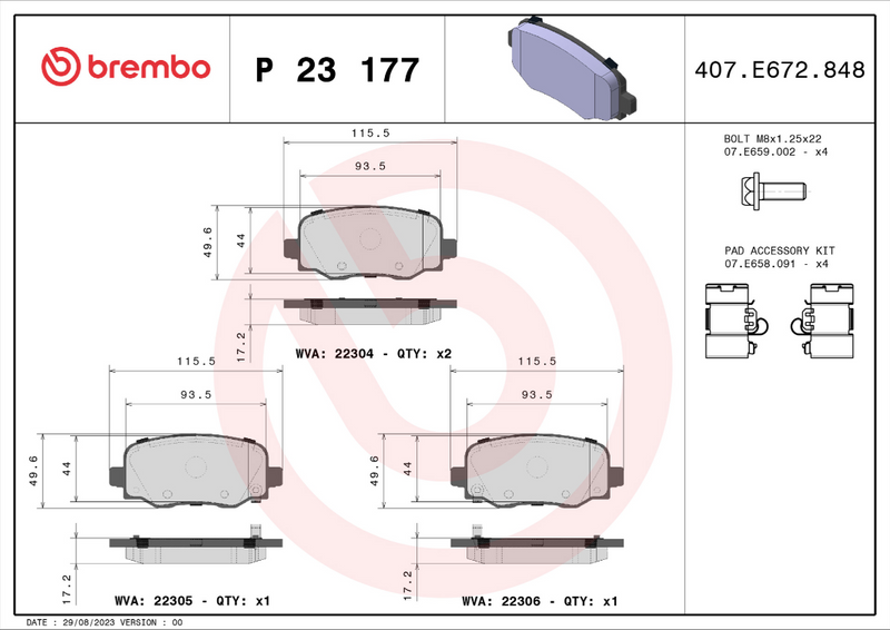 Brembo Brake Pad Set - P23177