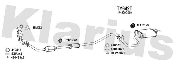 Klarius TY642T - Box With Tail Pipe  - Fits Toyota Avensis 2.0D4d