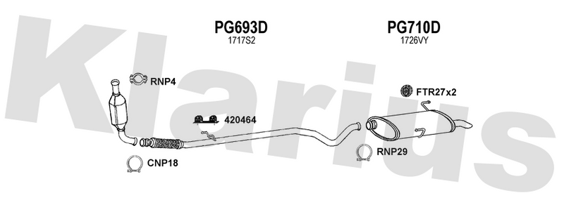 Klarius PG693D - Centre Pipe  - Fits Peugeot 206 SW 1.4HDi