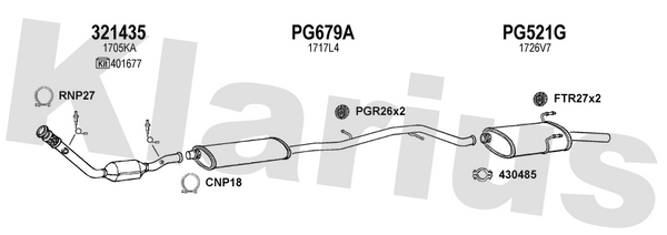 Klarius 321435 - Catalyst Type Approved Withpip  - Fits Peugeot 406 1.8i