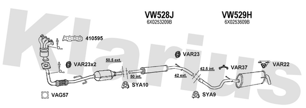 Klarius VW528J - Box With Centre Pipe  - Fits Volkswagen Lupo 1.4i