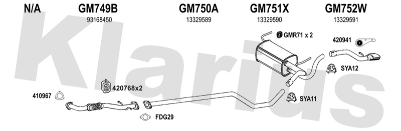 Klarius GM749B - Centre Pipe  - Fits Opel Astra J 2.0CDTI