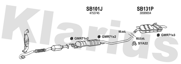 Klarius SB101J - Box With Centre Pipe  - Fits Saab 9-5 3.0TiD