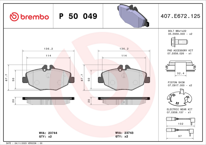 Brembo Brake Pad Set - P50049
